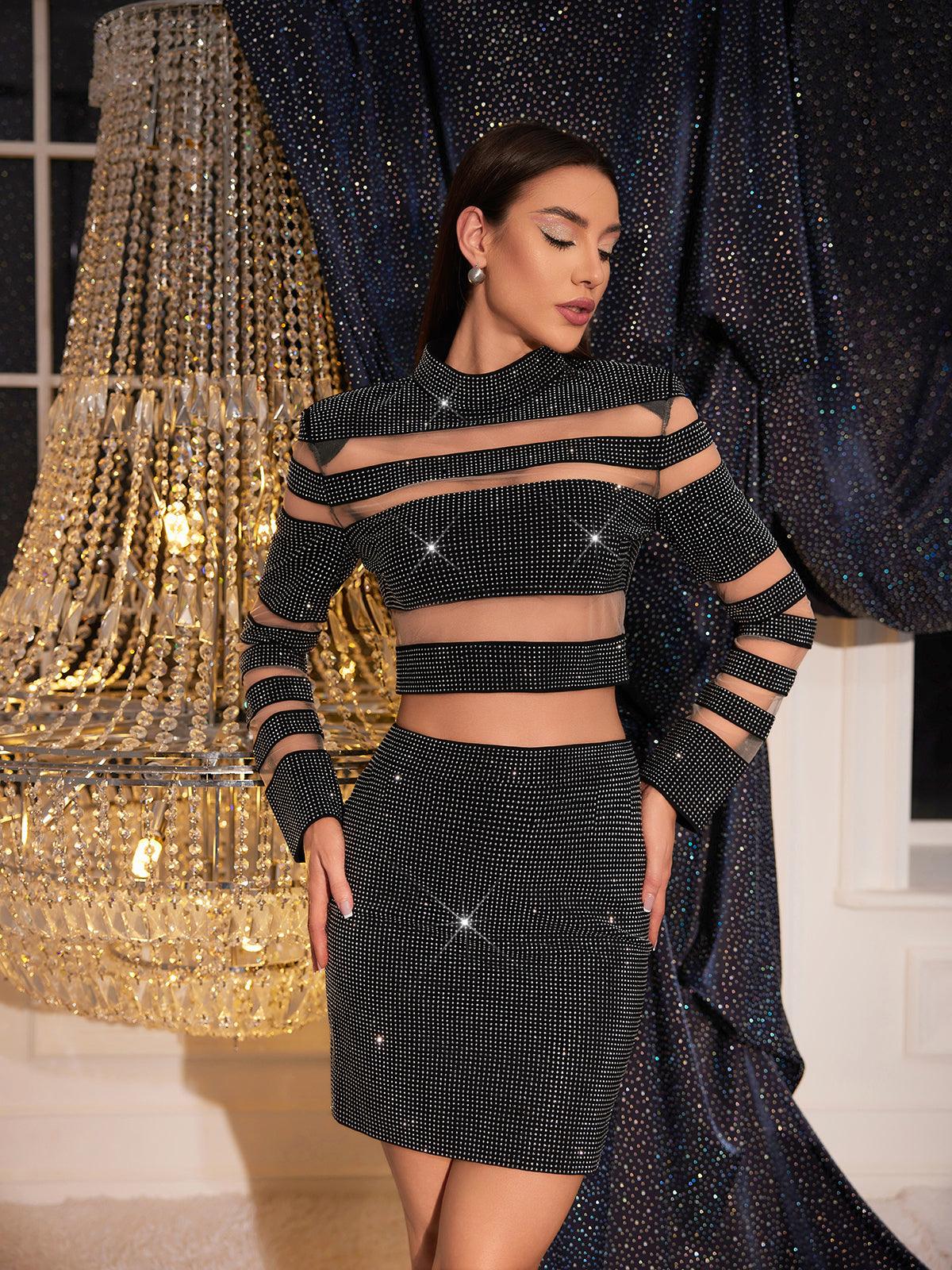 Araceli Rhinestone Skirt In Black: The Must-Have Fashion Statement