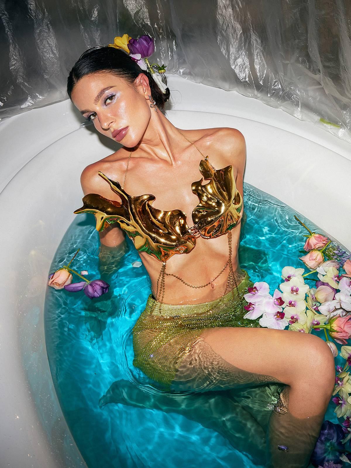 The Bruno Metallic Leafy Chain Armor Top: A Bold Fashion Statement