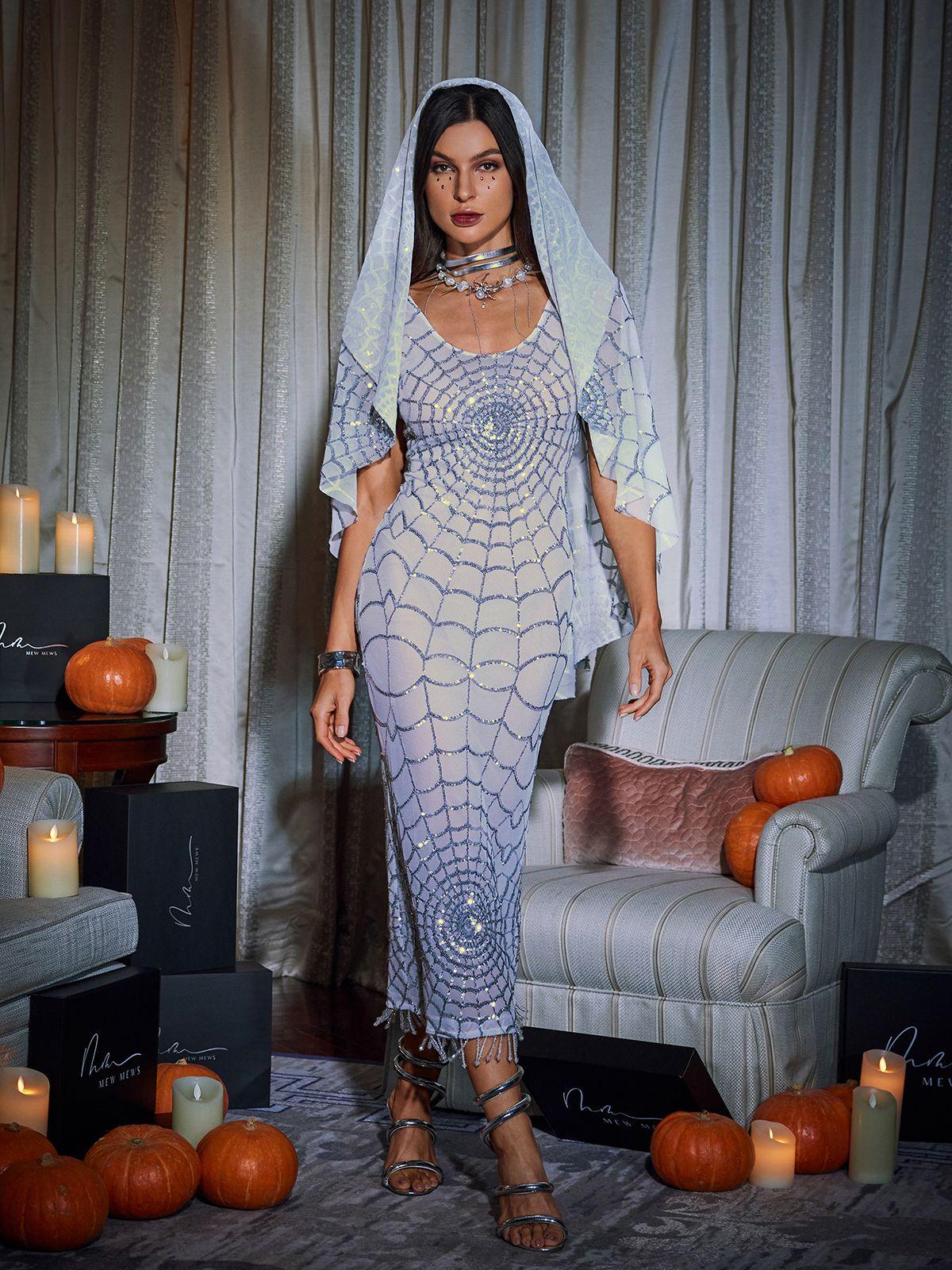 The Timeless Elegance of the Calyx Scoop Neck Cobweb Sequin Midi Dress