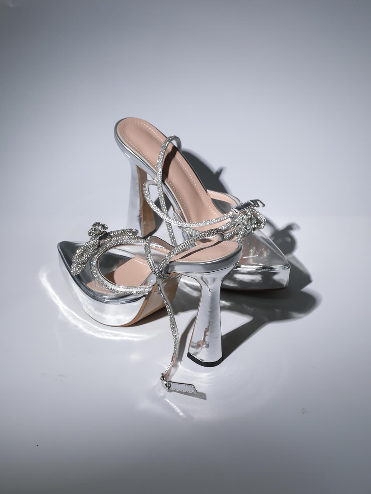 The Allure of Anouk Bow Crystal Heels in Silver: Elevate Your Style
