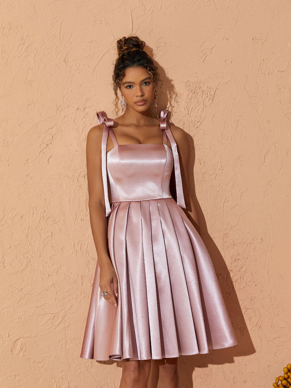 Discover the Elegance of the Deidra Satin Pleated Dress