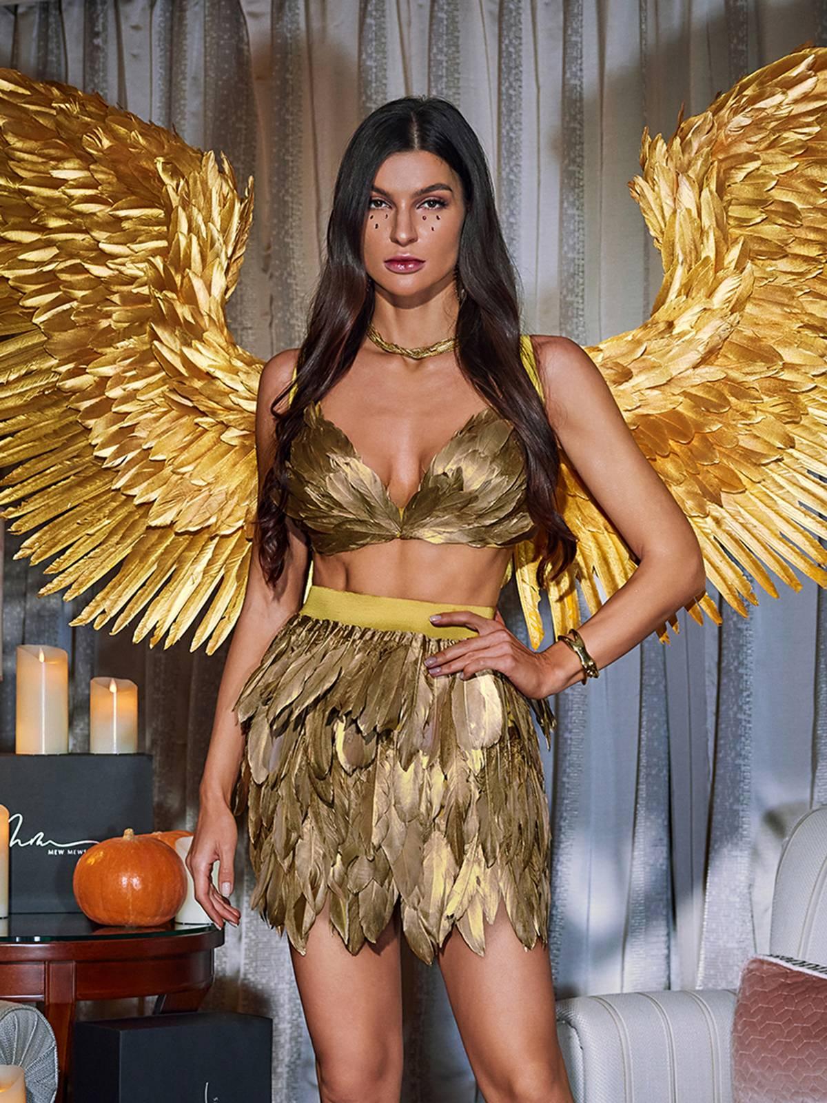 The Allure of the Eir Feather Trimmed Skirt Set