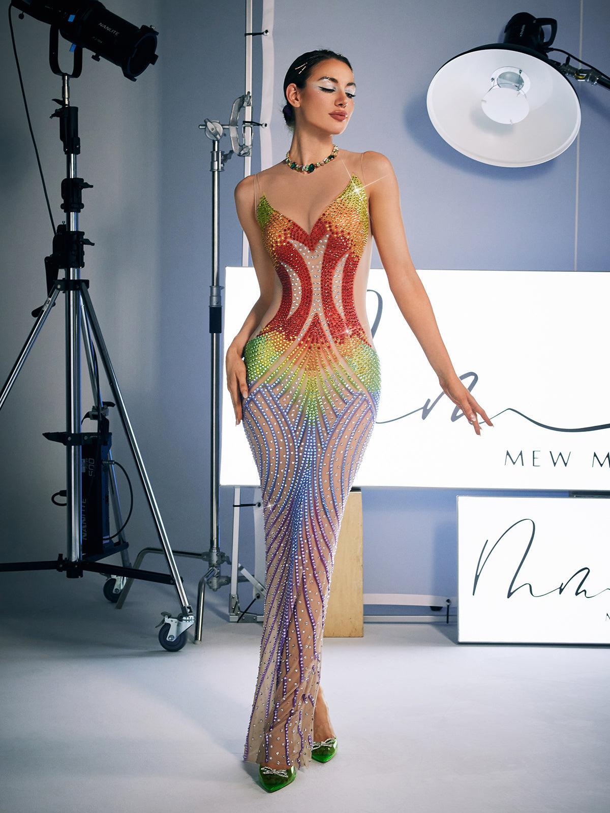 The Allure of the Elska Sleeveless Crystal Mesh Dress