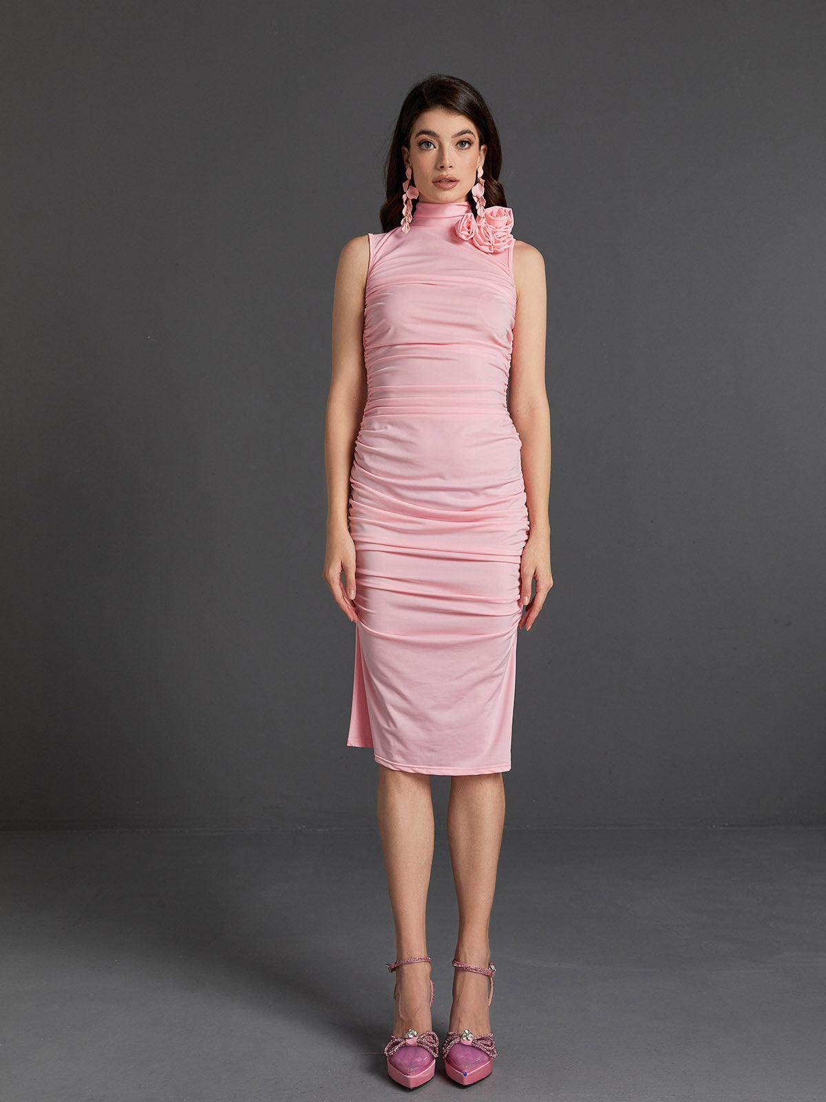 The Effortless Elegance of the Fionnuala Flower Ruched Midi Dress