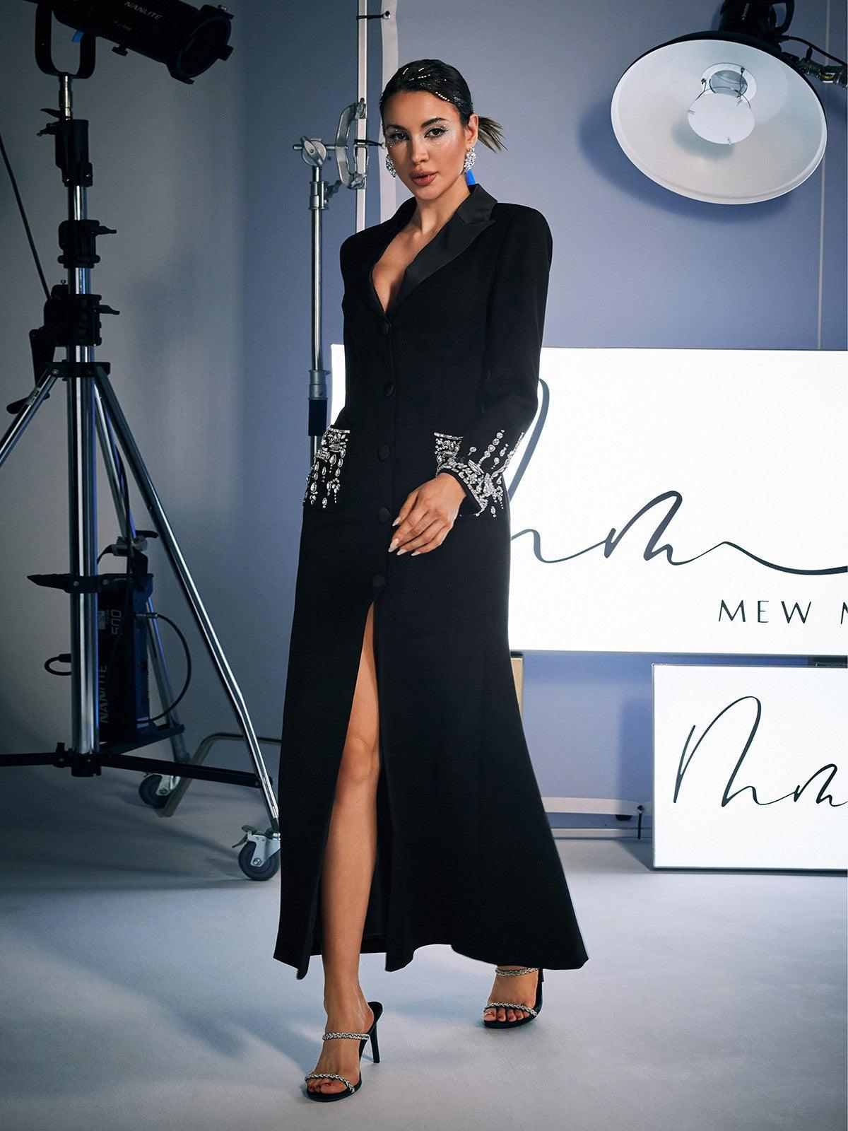 Discover: Hassan Rhinestone Blazer Dress In Black
