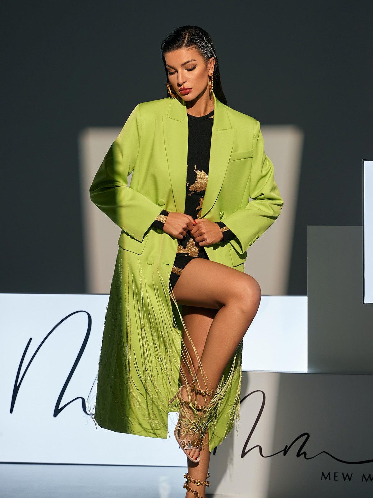 Discover: Inigo Crystal Fringe Blazer Coat