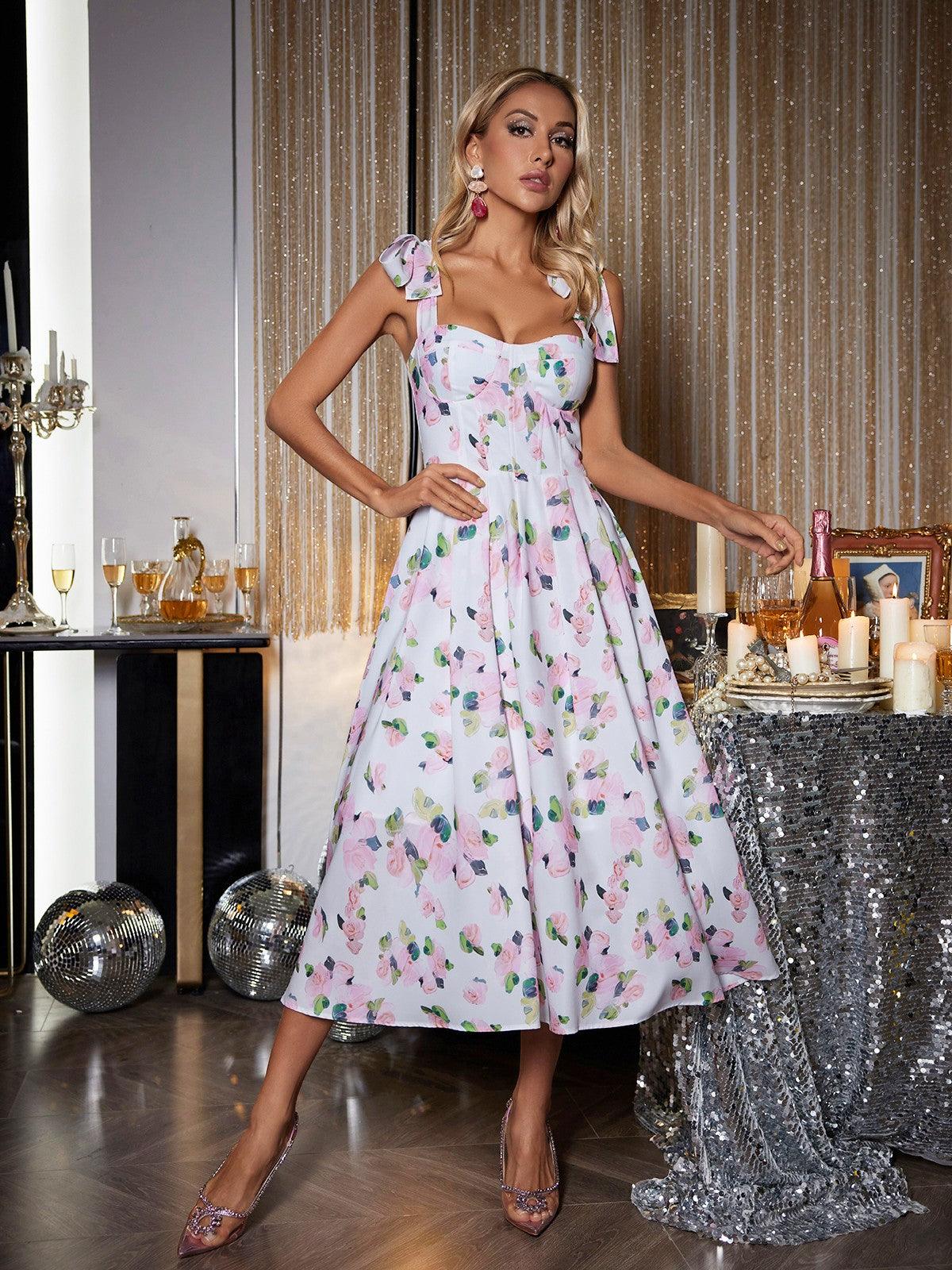 Discover: Kizzy Floral Spaghetti Midi Dress - Floral Midi Dress