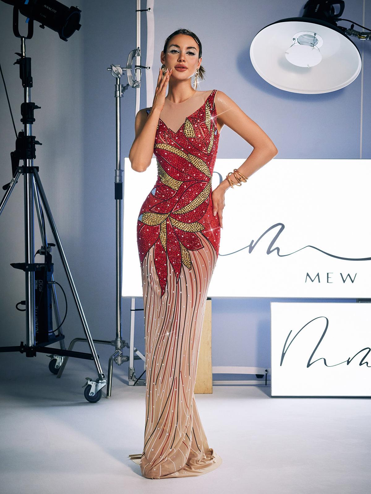 Discover: Leofric Crystal Pearl Embellished Maxi Dress