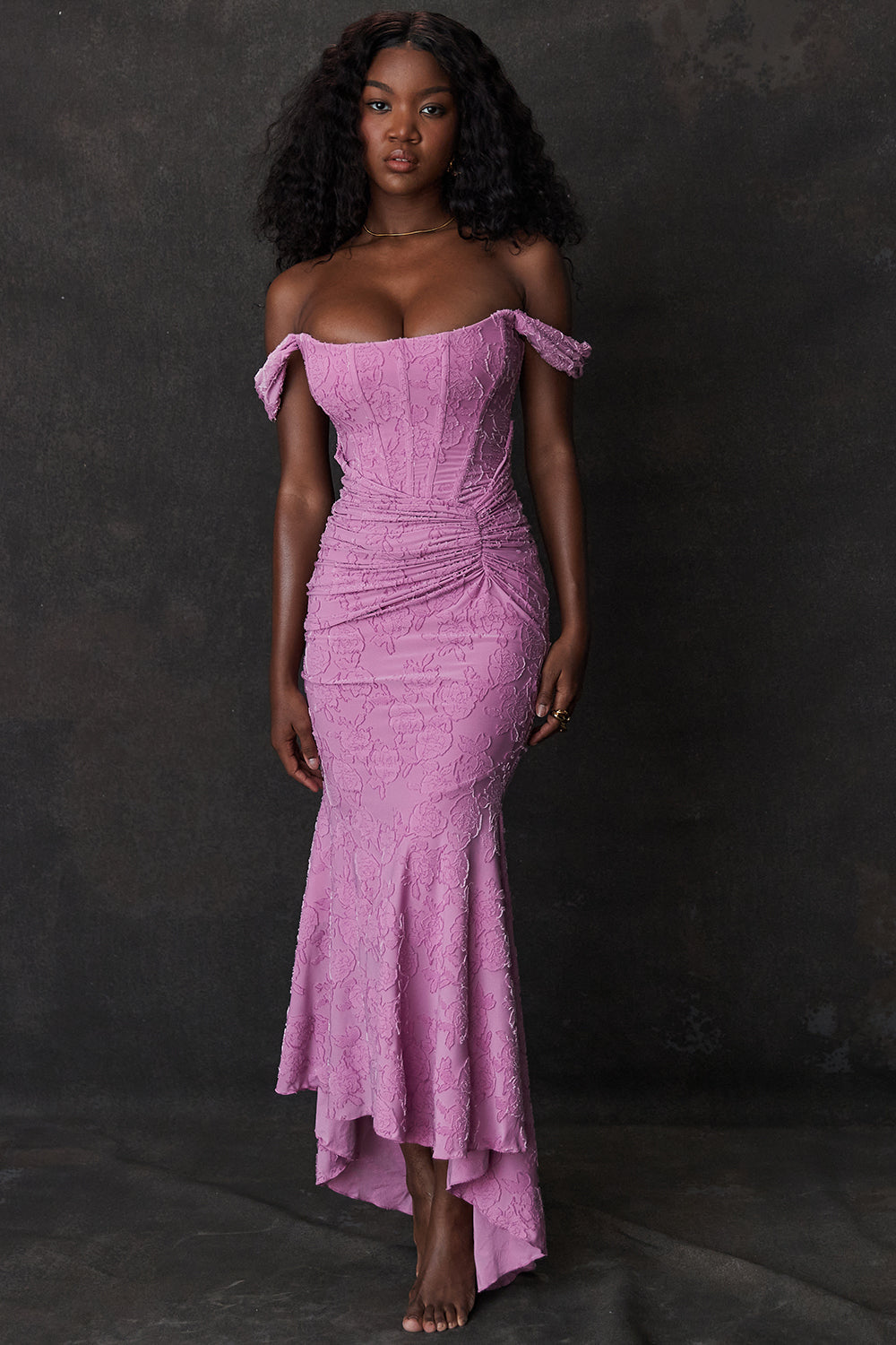 Alyia Rose Pink Floral & Black Maxi Dress