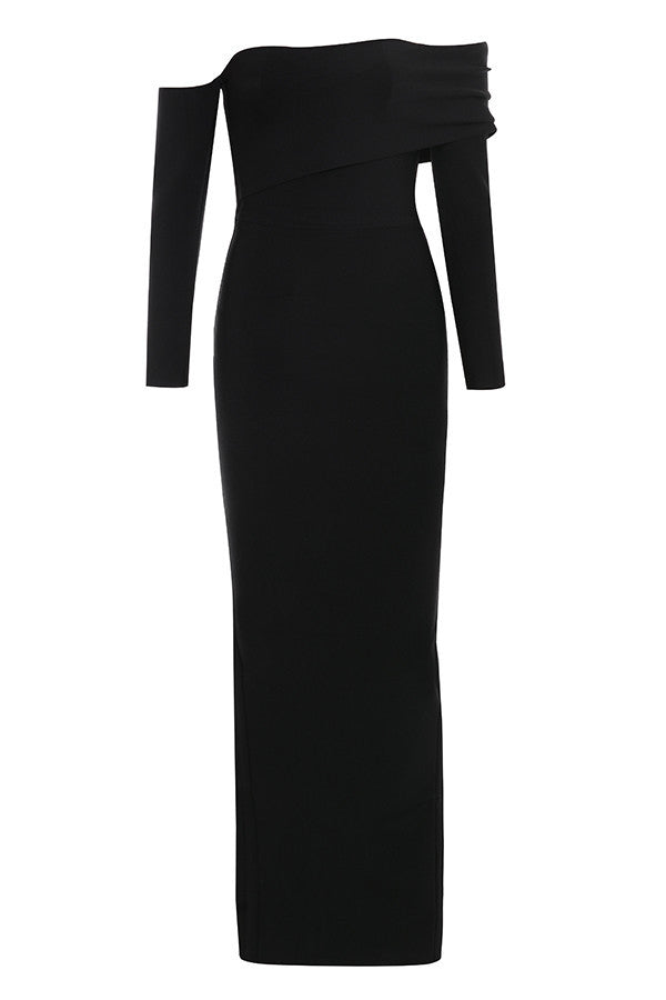 Meiga Off shoulder Slit Bandage Maxi Evening Dress