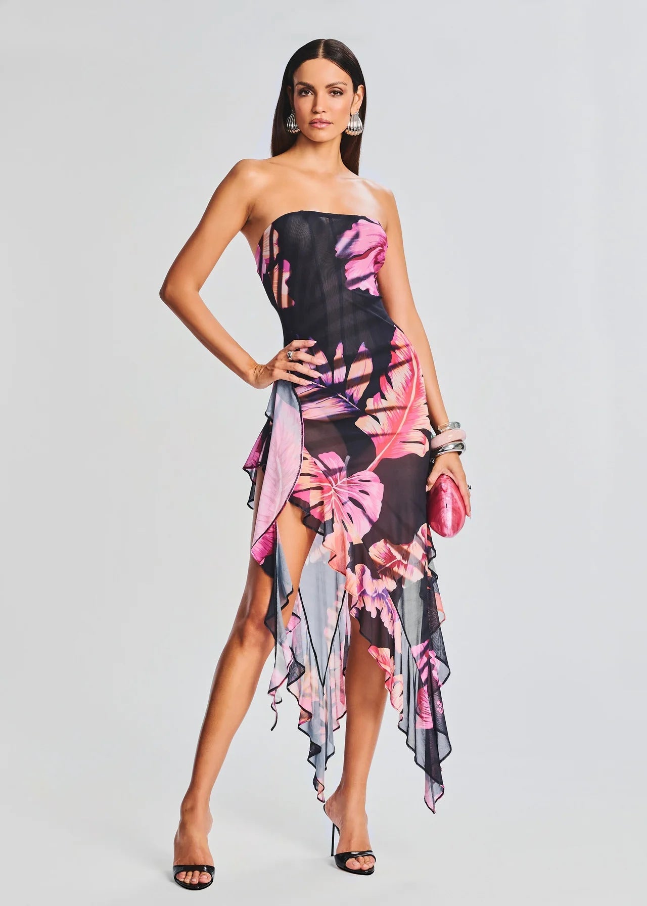 Slim Fit Backless Irregular Tube Top Skirt