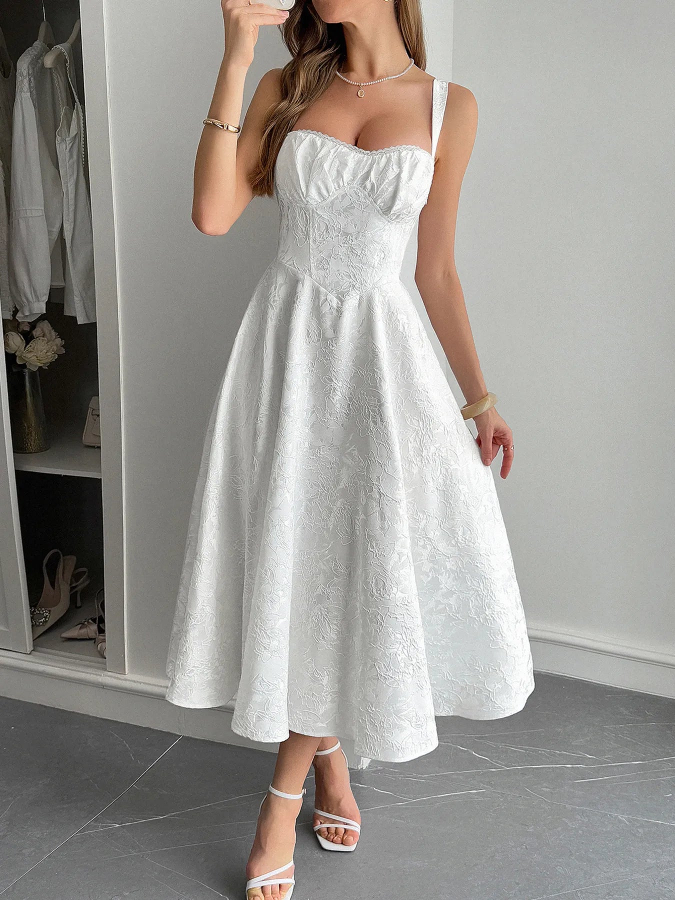 Lace-Up Sleeveless Midi Dress