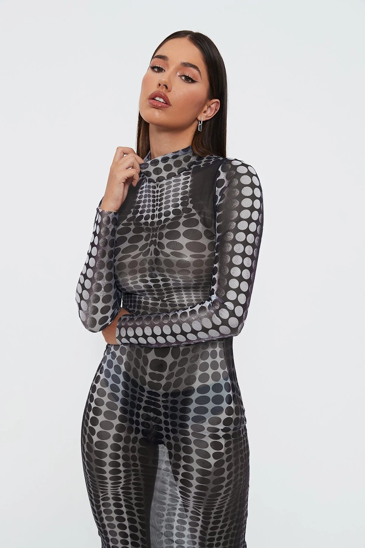 See -through Mesh High -waist Slim Elite Dress