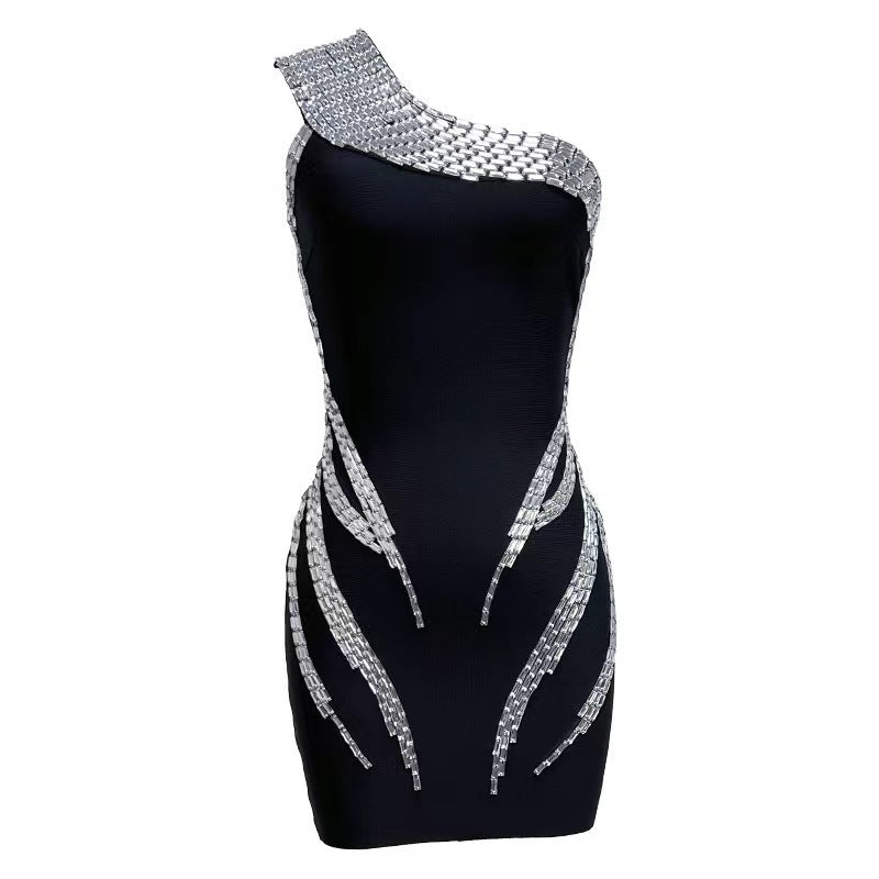 Alberna Black Bandage One-piece Dress