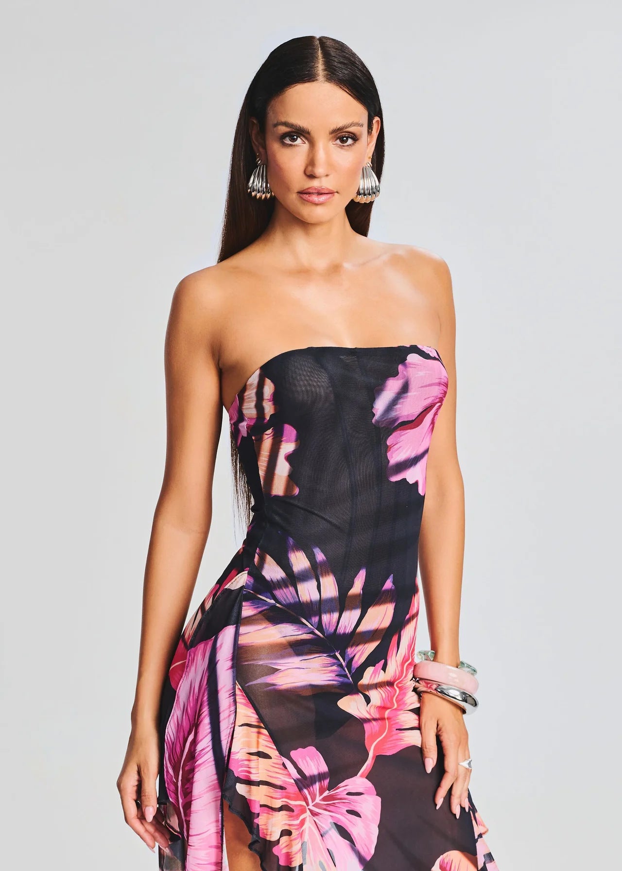 Slim Fit Backless Irregular Tube Top Skirt