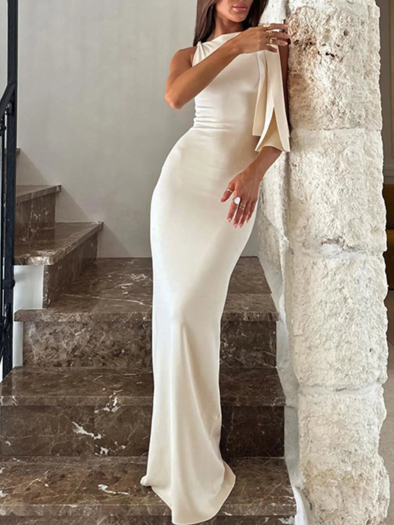 Asymmetrical Tied Sleeveless Maxi Dress