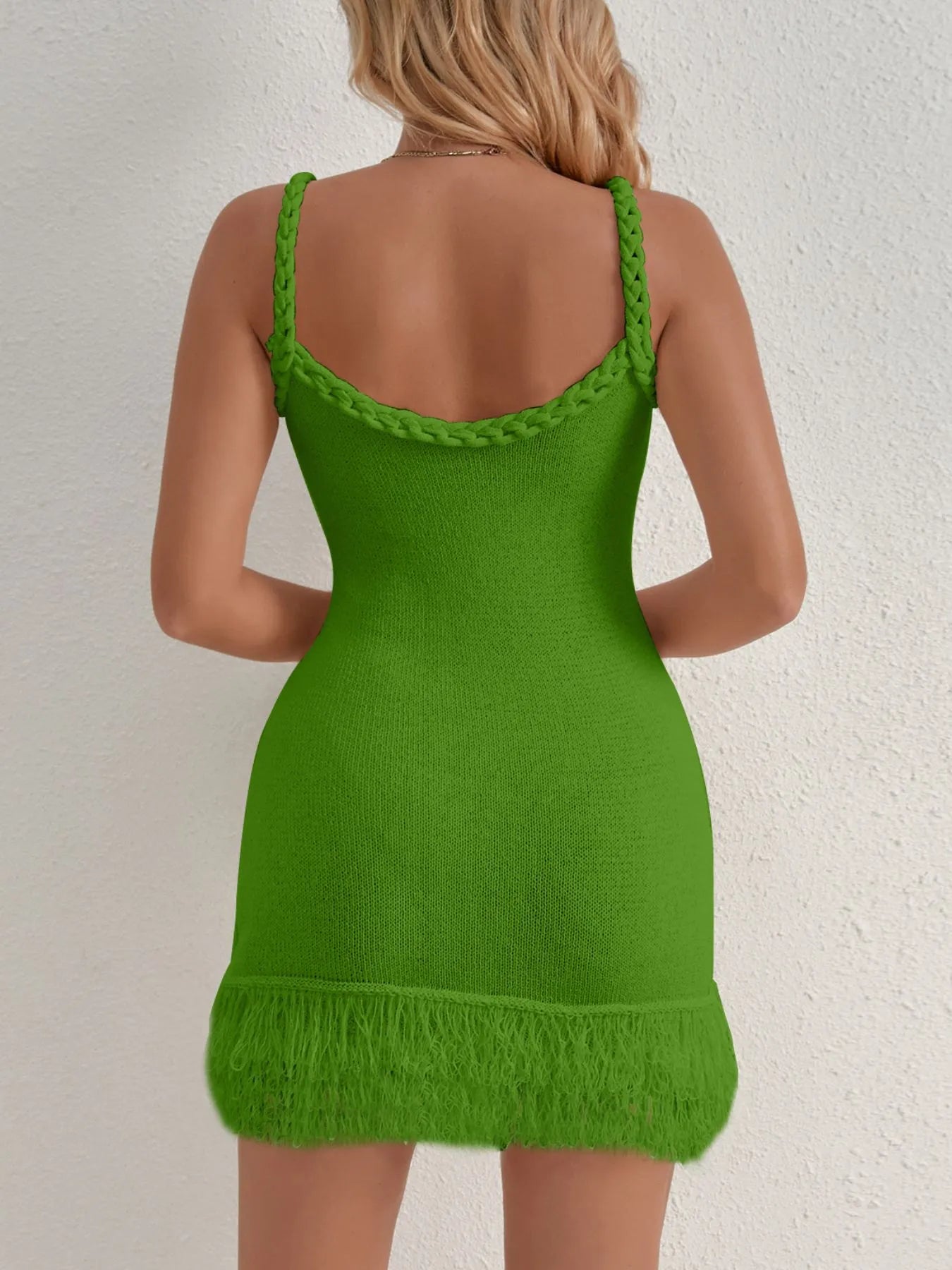 Fringe Hem Knit Cami Dress
