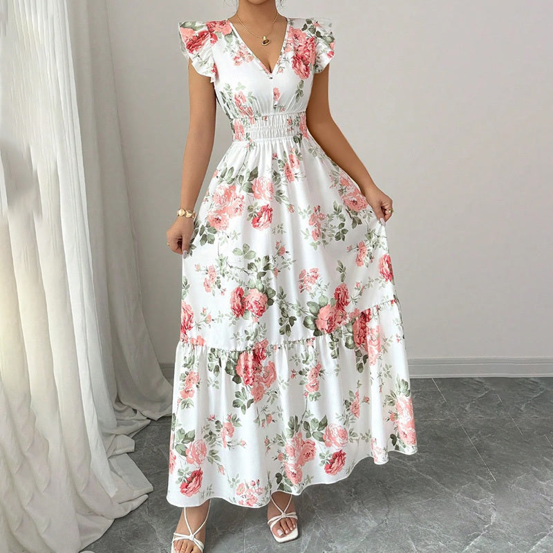 Saliya V Neck A Line Vacation Long Dress