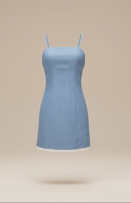 Elegant Light Blue Sweet Mini Dress