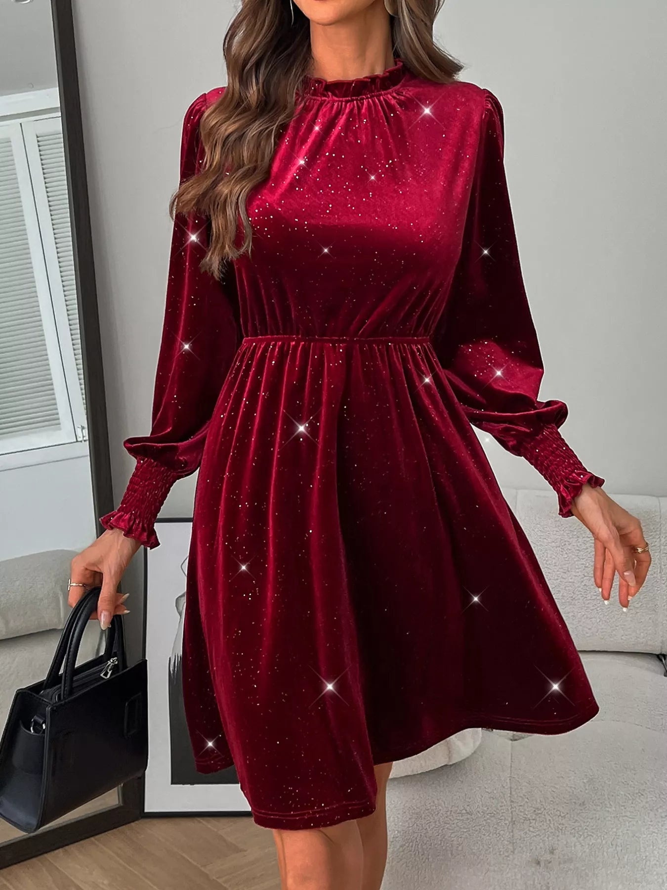 Glitter Velvet A-Line Dress