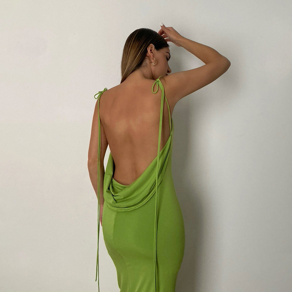 Cassey Sexy Hollow Halter Sling Dress