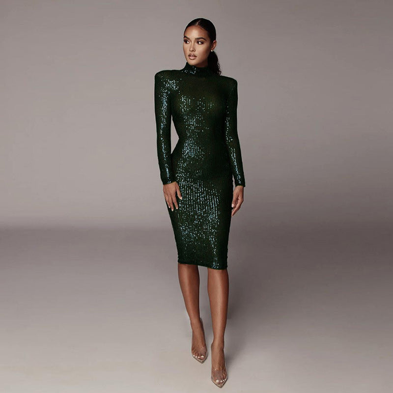 Long-sleeved sequin dress-Bride