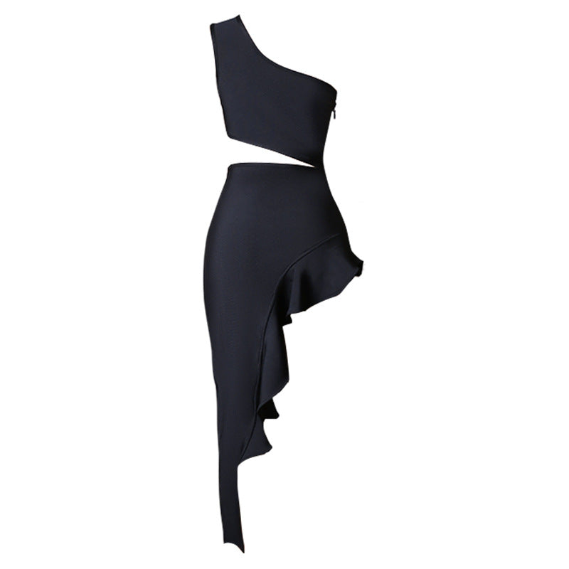 Rhienna Off-shoulder Irregular Backless Evenning Dress