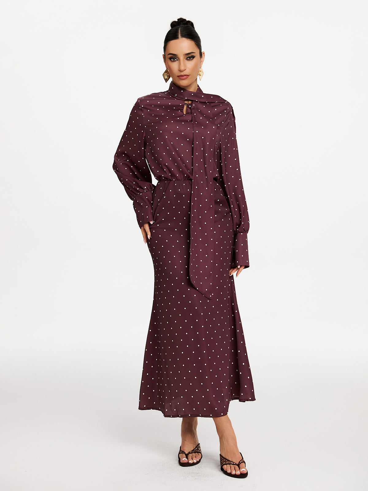 Makya Long Sleeve Dot Shirt Set