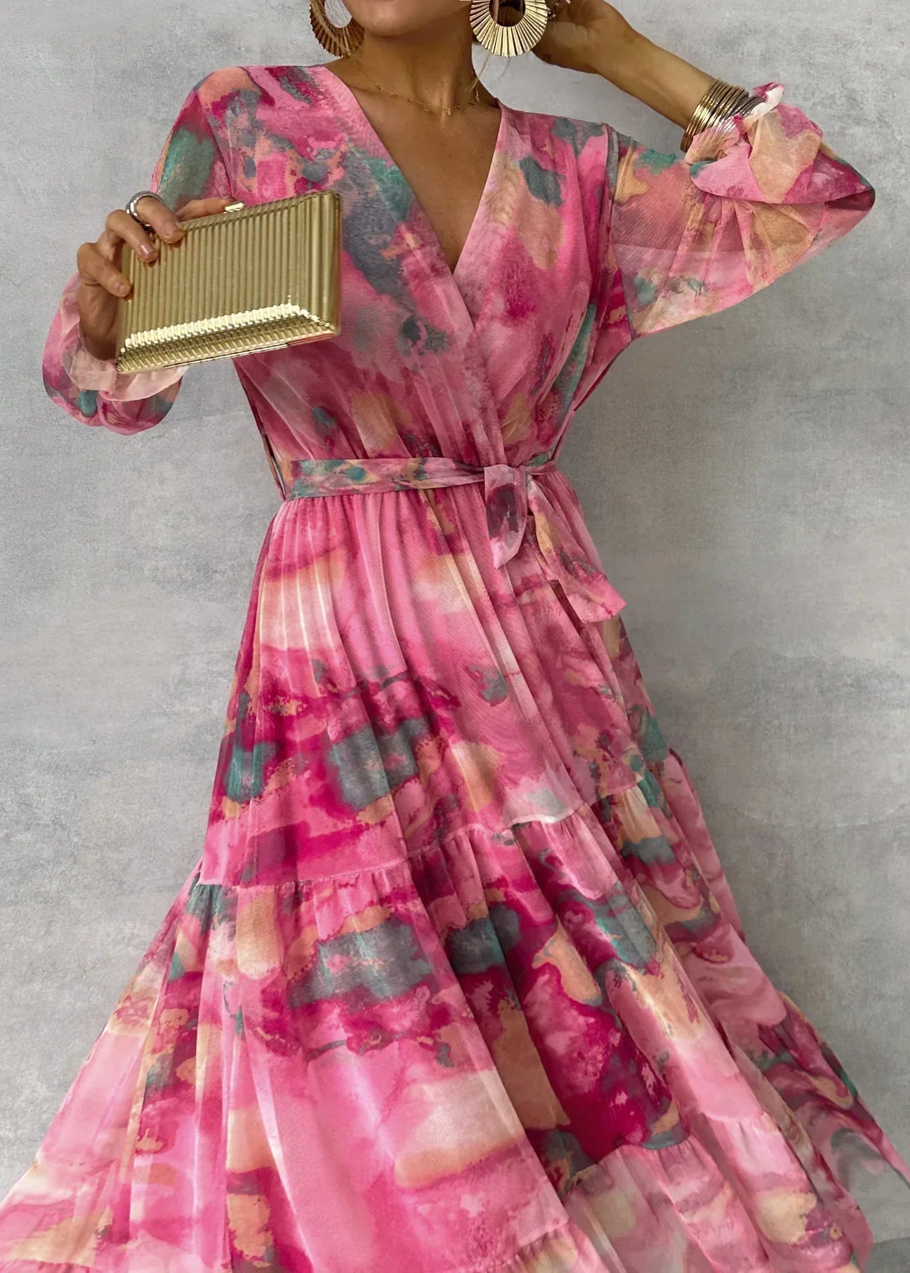 Maria - Wrap Tiered Maxi Dress