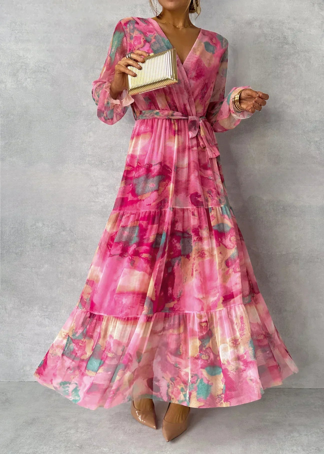 Maria - Wrap Tiered Maxi Dress