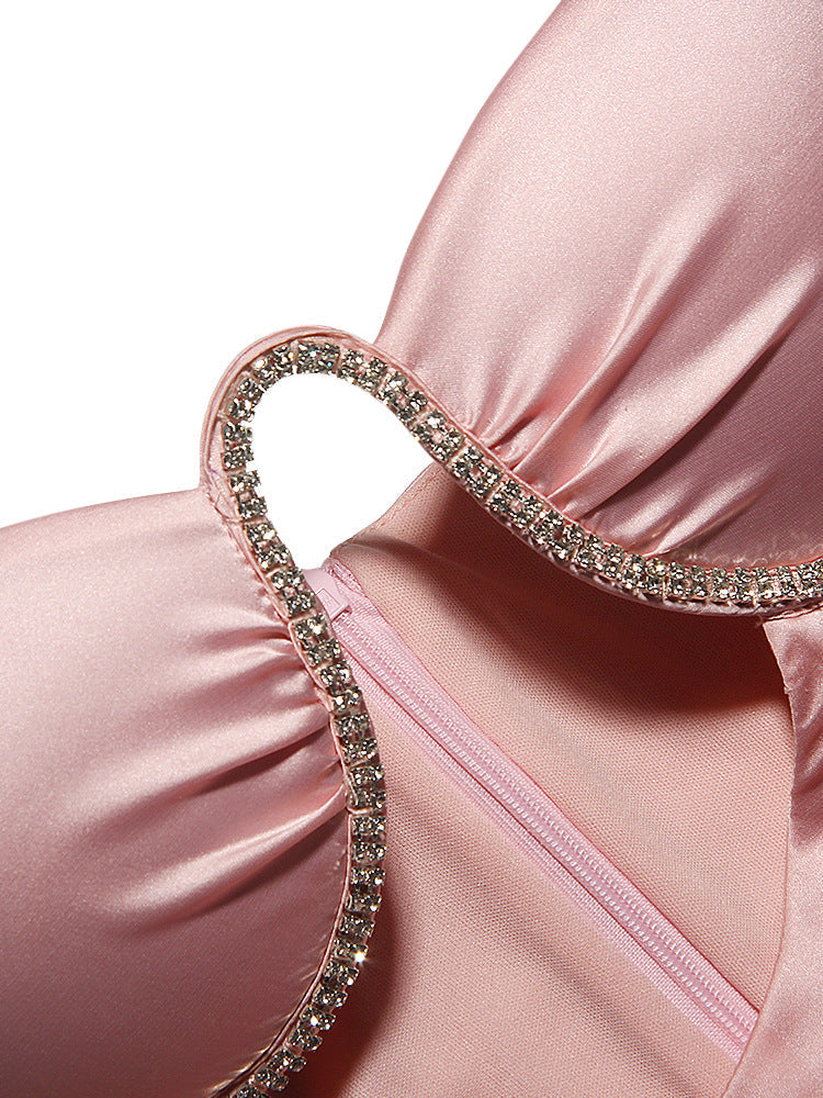 Diamond Chain Sling High Elastic V-neck Dress