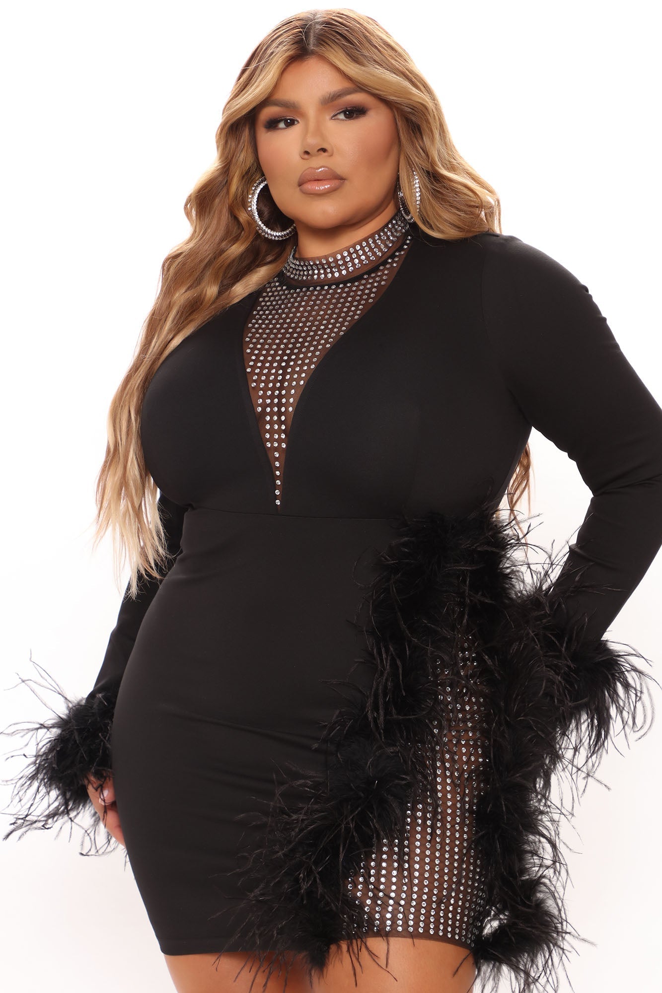 CHIC CELEB FUR MINI PARTY DRESS