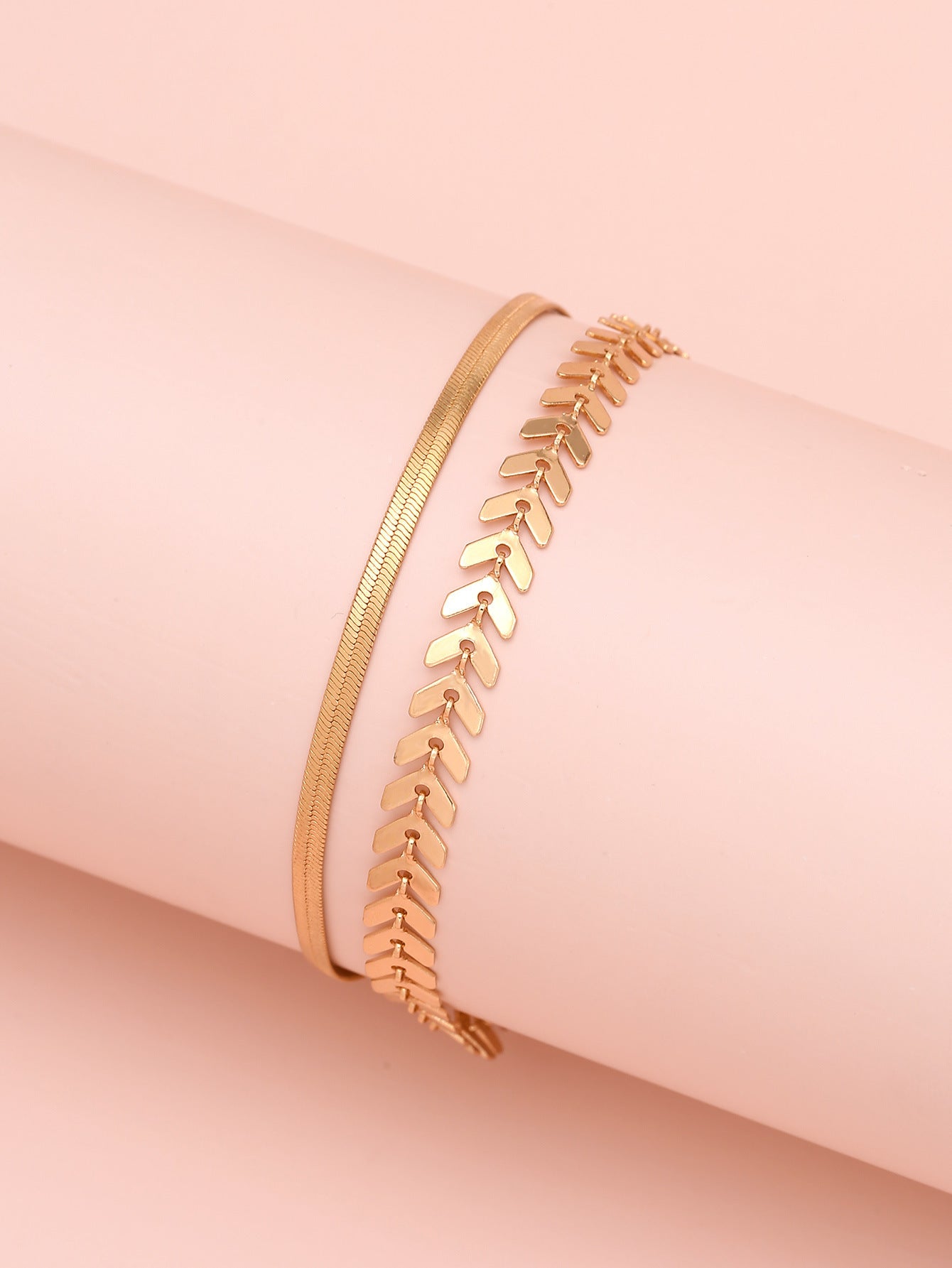 Chain Snake Bones Anklet Two-piece Set