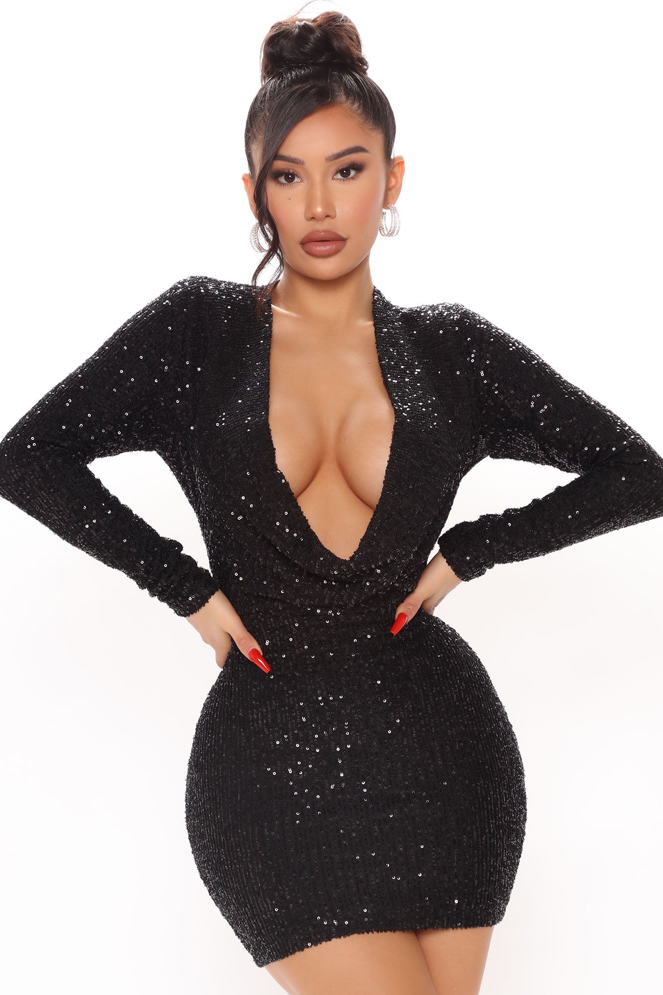 Mini Swing Collar Party Dress-Black