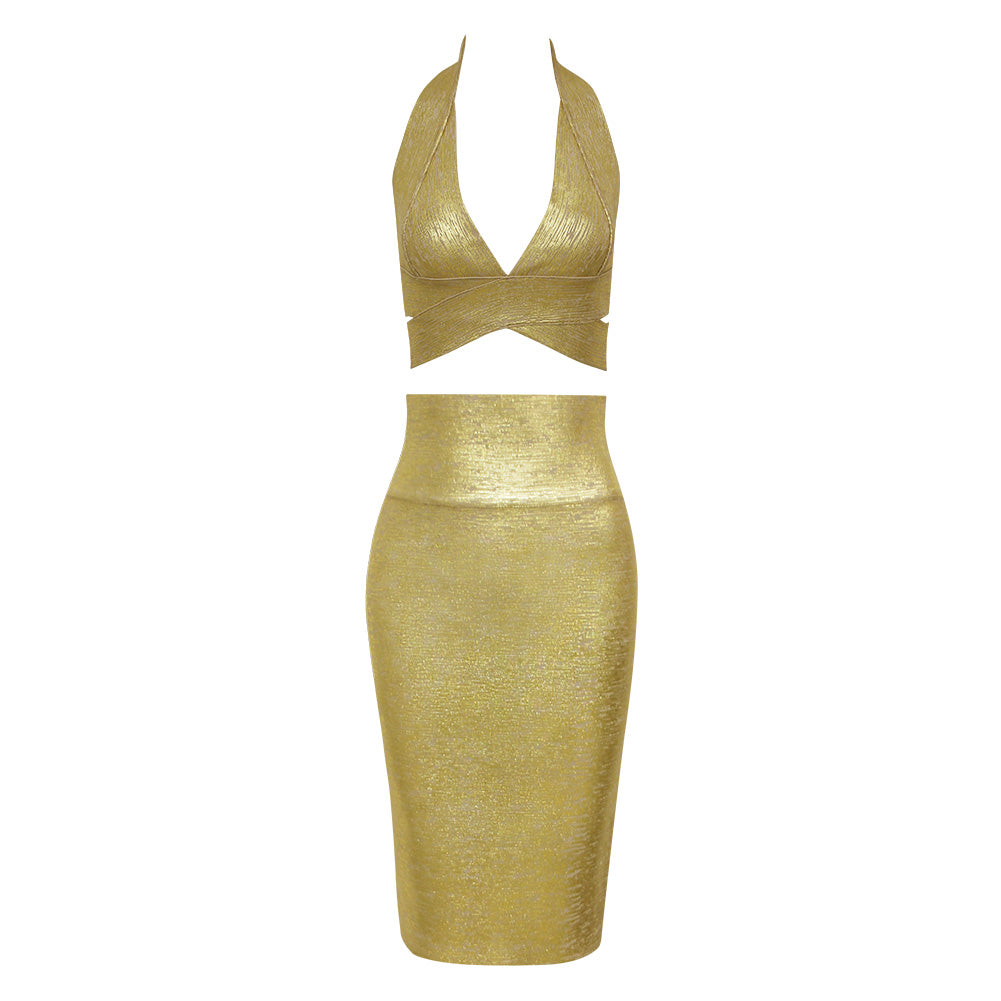 Elegant Golden celebrity dress