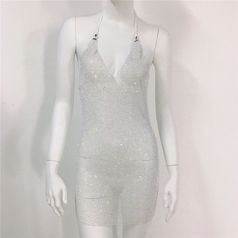 Mesh Glitter Party V Neck Dress Carnival