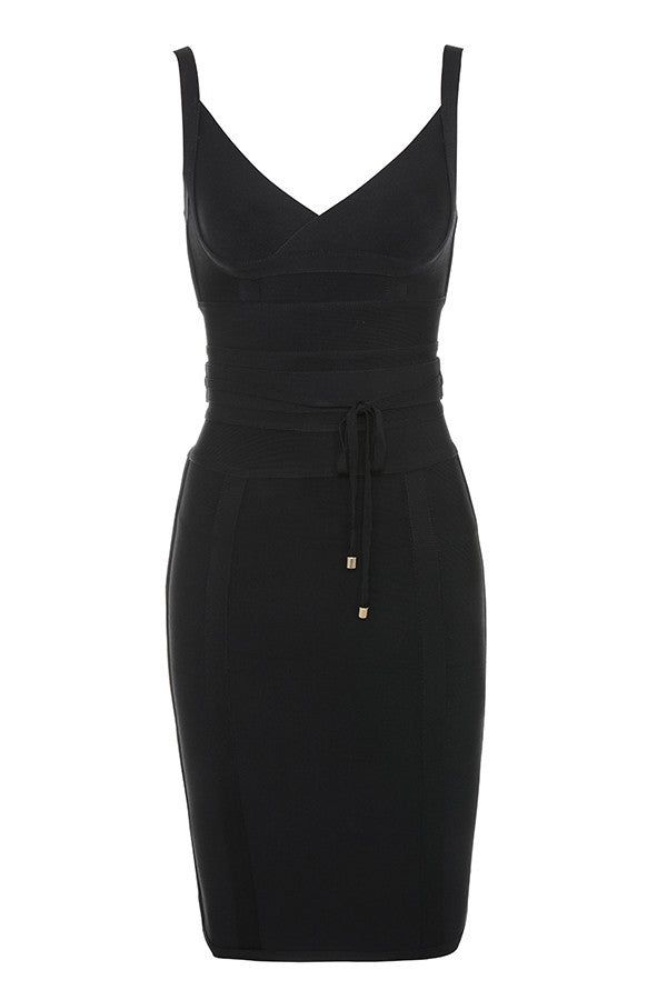 MEAGA TIE WAIST BANDAGE DRESS