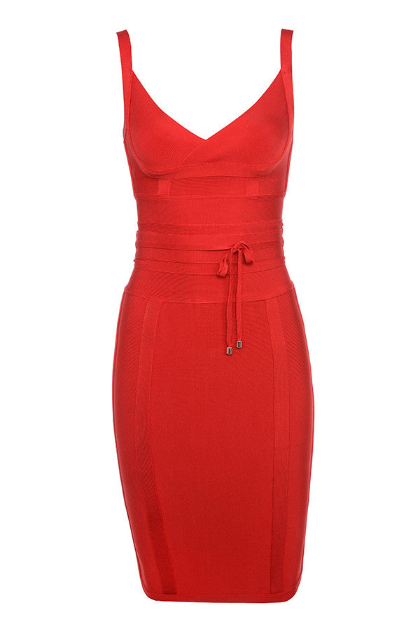 MEAGA TIE WAIST BANDAGE DRESS