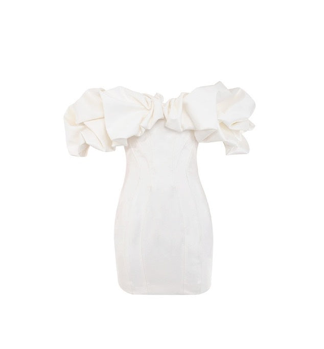 Ruffle One-Shoulder Tube Top Halter Dress