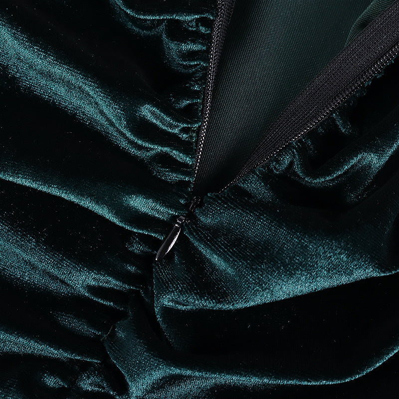 Velvet Pleated Sling Bag Hip Skirt