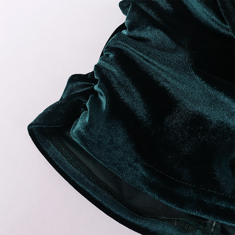 Velvet Pleated Sling Bag Hip Skirt