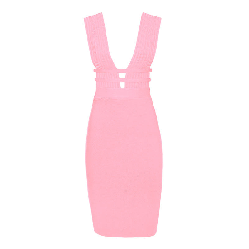 Careiga V Neck Bandage Party Dress