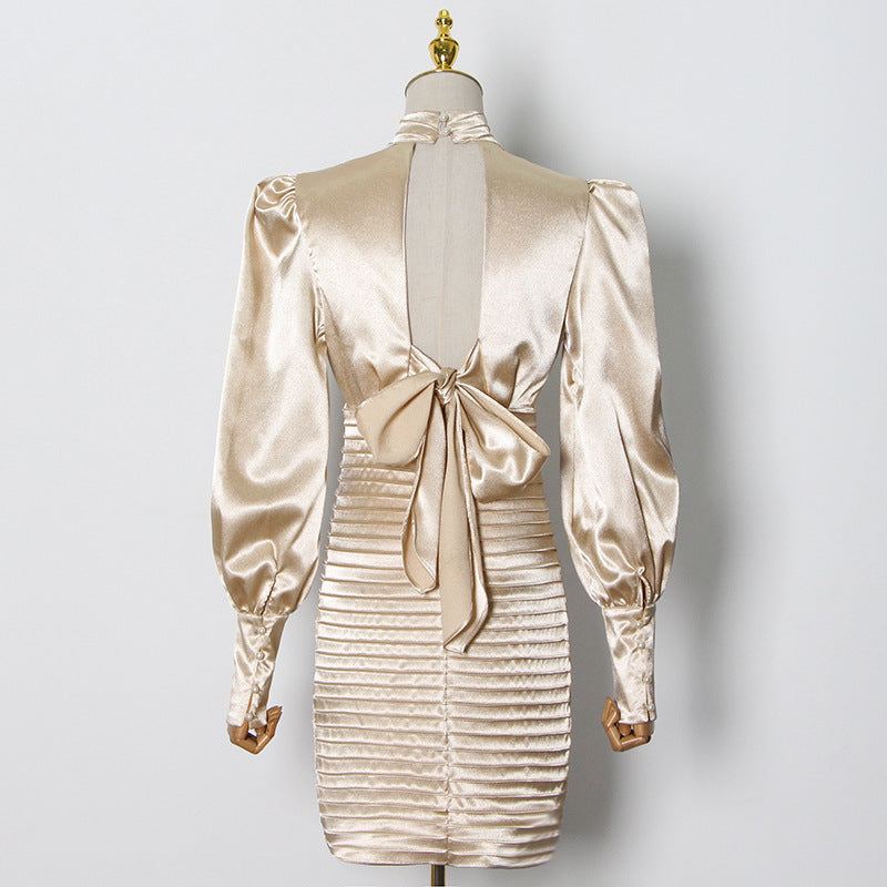Elegant Hollow Lantern Sleeve Dress