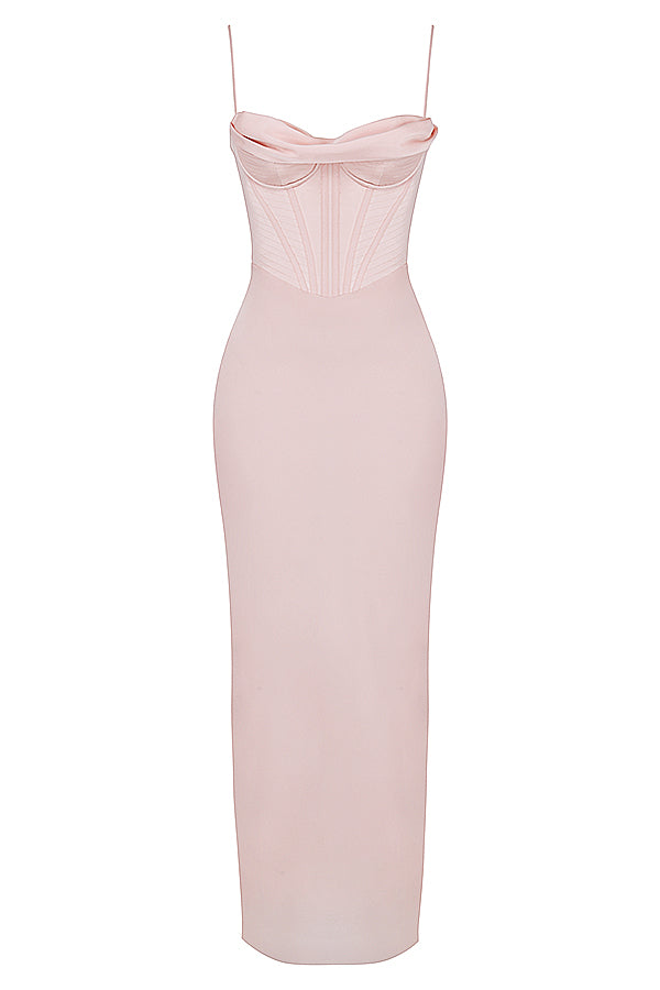 Elegant Corset Maxi Dress-Brown