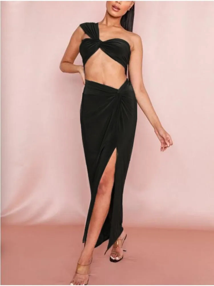 Split Long Skirts Two Piece Summer Set Dress