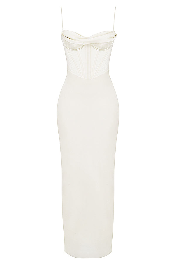Elegant Corset Maxi Dress-White