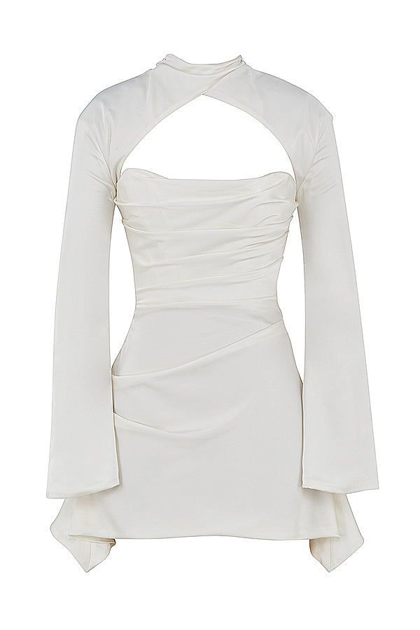 HEILA IVORY DRAPED CORSET DRESS-PINK