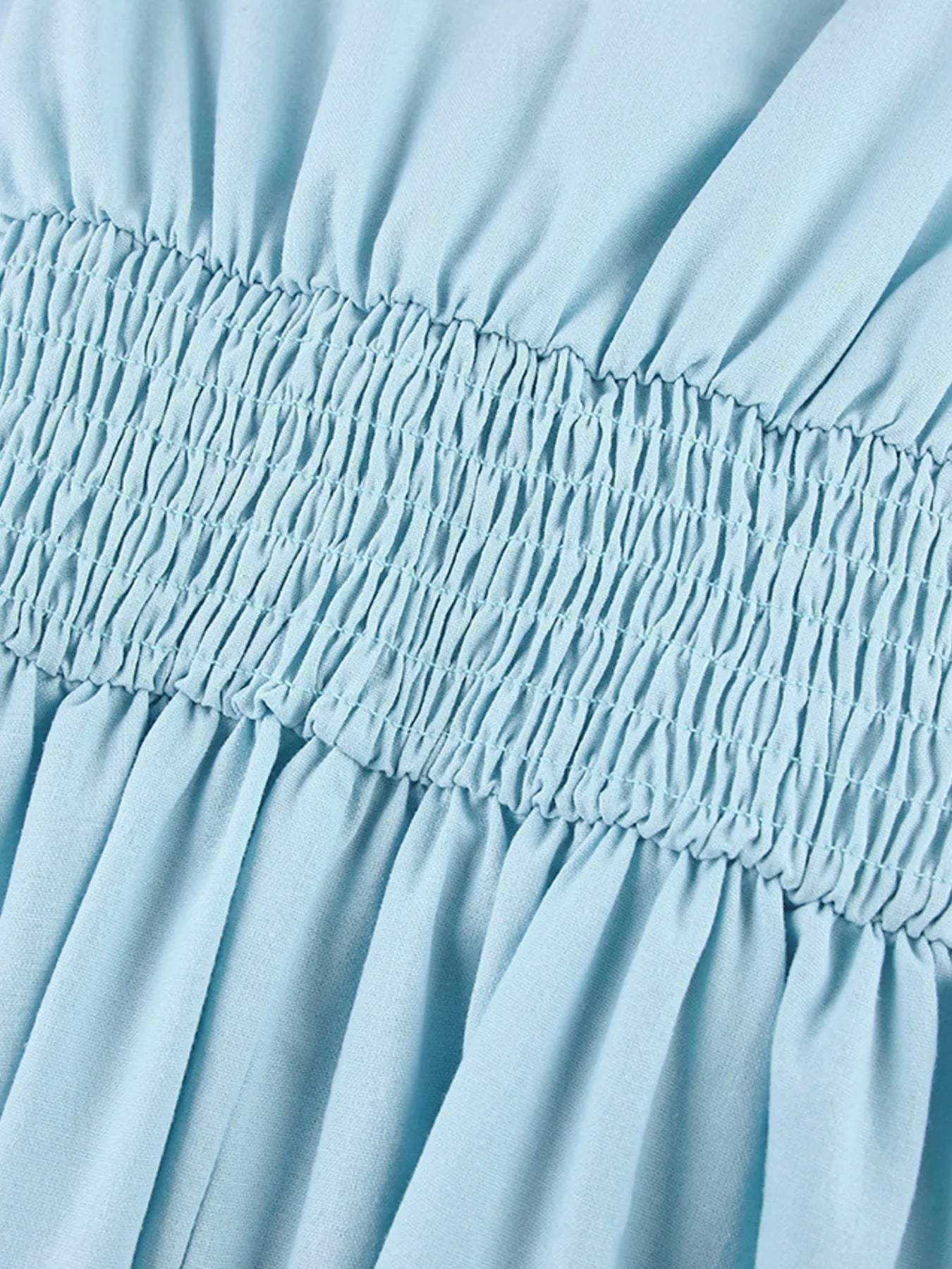 Smocked Puff Sleeve Midi Dress