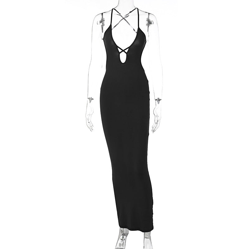 Black & Coffee Hollow Maxi Dress