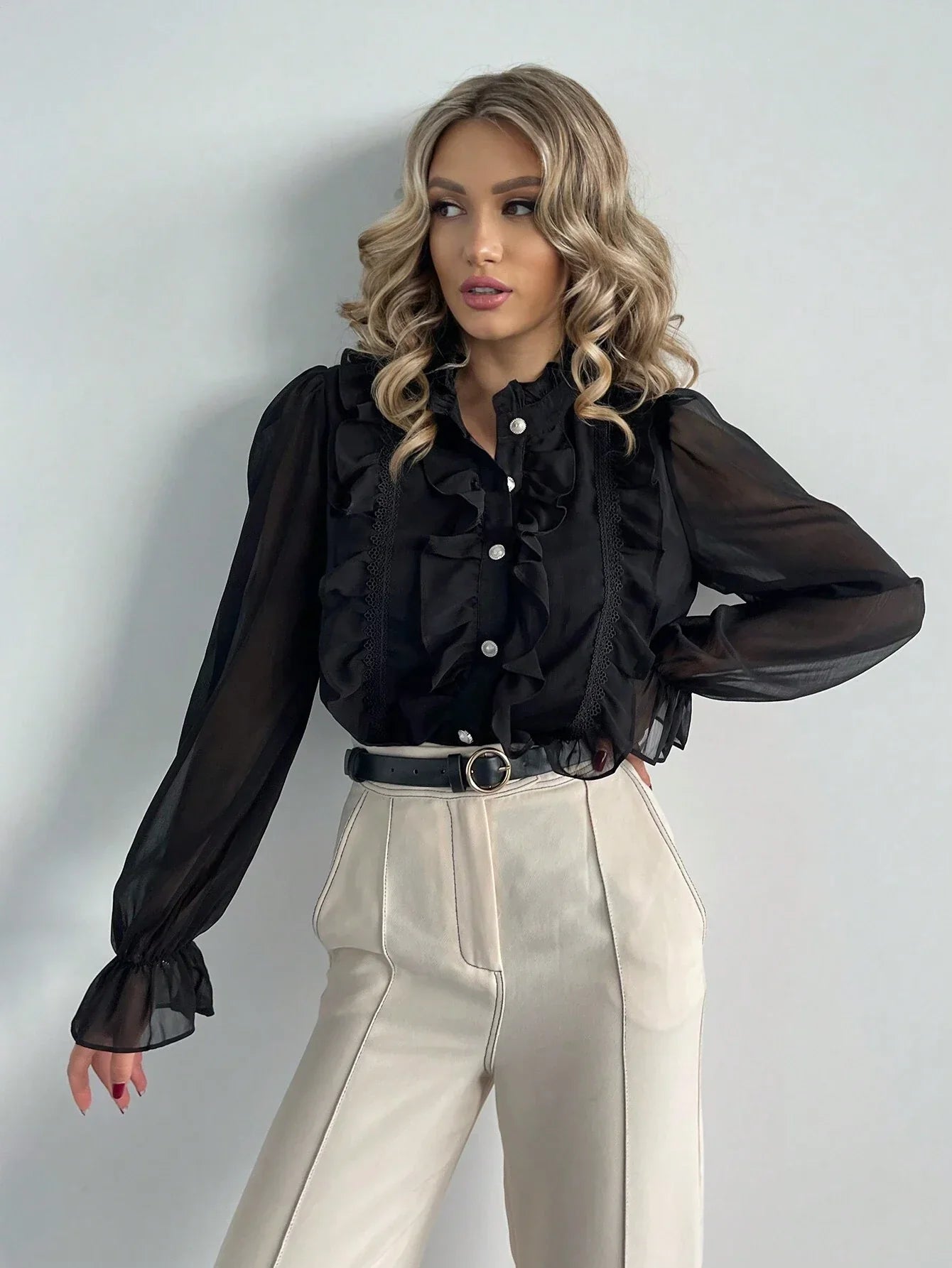 Delilah - Ruffle Long Sleeve Blouse